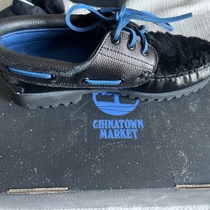 Men’s Timberland x Chinatown Market boat shoes Size 8 RARE NEW BLUE BLACK